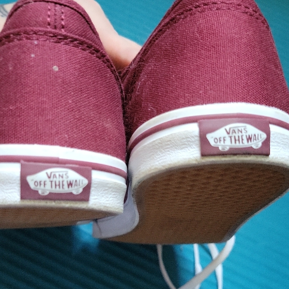 Vans Maroon Canvas Shoes with White Accents - Picture 6 of 6